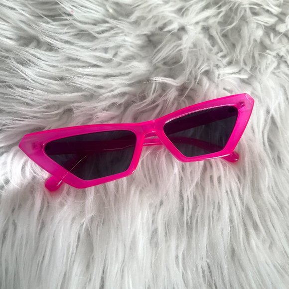 Accessories - Hot Pink Neon Squared Cat Eye Retro Barbie Sunglasses